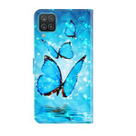 Samsung Galaxy A12 Hülle Blaue Schmetterlinge Volants