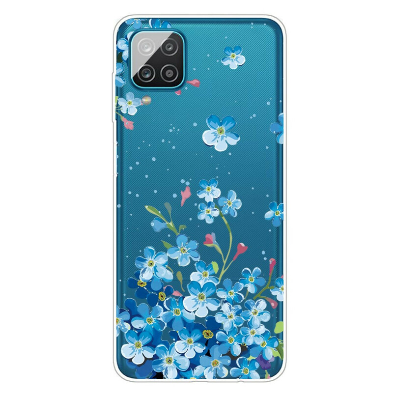 Samsung Galaxy A12 Cover Blaue Blumen