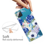 Samsung Galaxy A12 Hülle Transparent Blaue Blumen Aquarell