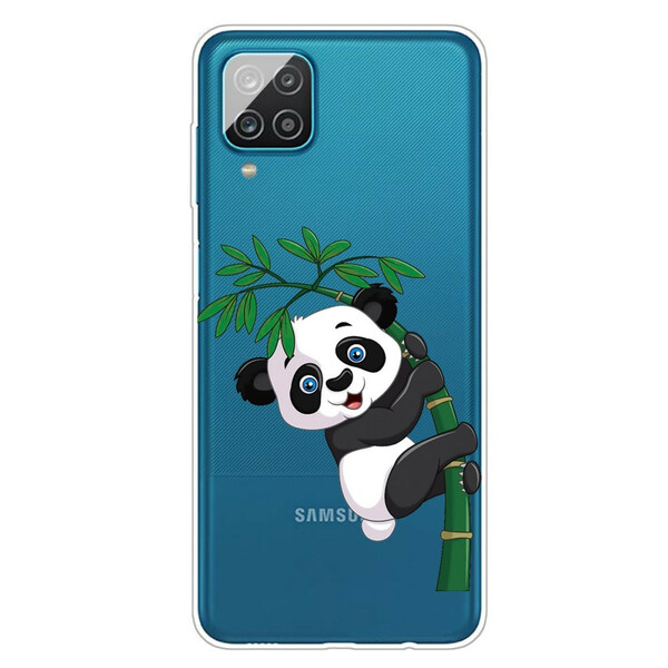 Samsung Galaxy A12 Transparent Panda Cover Auf Bambus