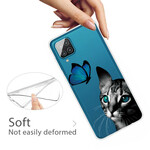 Samsung Galaxy A12 Cover Katze und Schmetterling