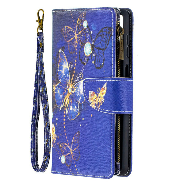 Samsung Galaxy A12 Tasche mit Reißverschluss Schmetterlinge