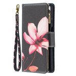 Samsung Galaxy A12 Tasche mit Reißverschluss Blume