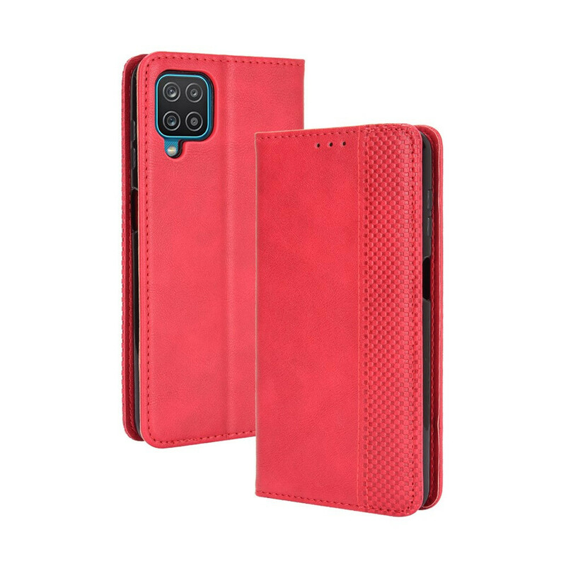 Flip Cover Samsung Galaxy A12 Vintage-Leder-Effekt Stilisiert