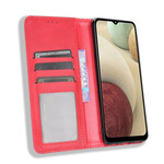 Flip Cover Samsung Galaxy A12 Vintage-Leder-Effekt Stilisiert