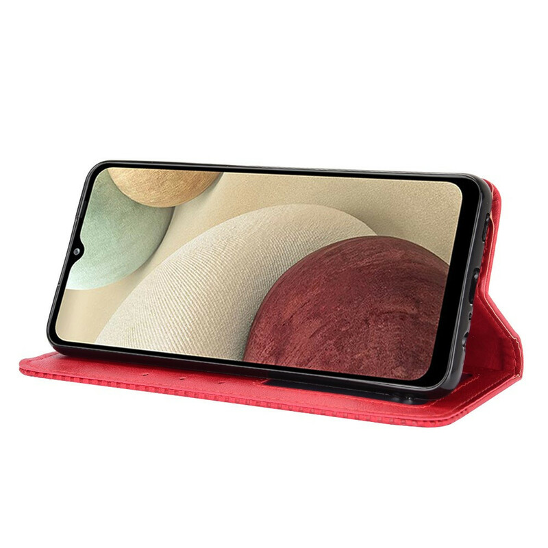 Flip Cover Samsung Galaxy A12 Vintage-Leder-Effekt Stilisiert