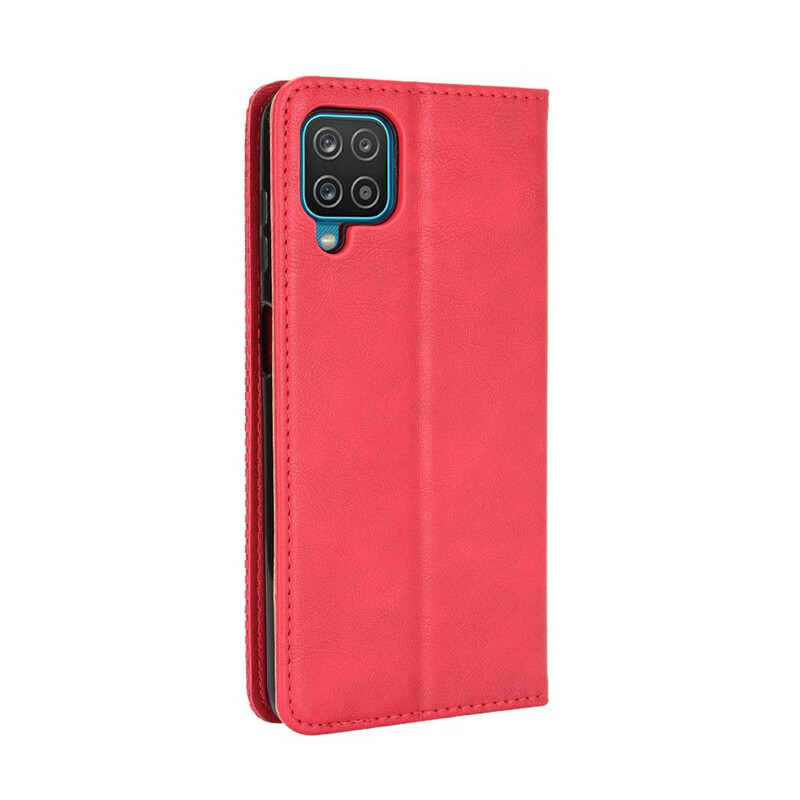 Flip Cover Samsung Galaxy A12 Vintage-Leder-Effekt Stilisiert