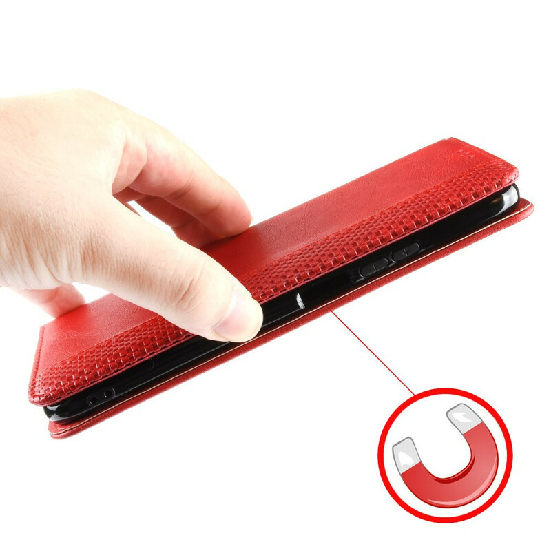 Flip Cover Samsung Galaxy A12 Vintage-Leder-Effekt Stilisiert