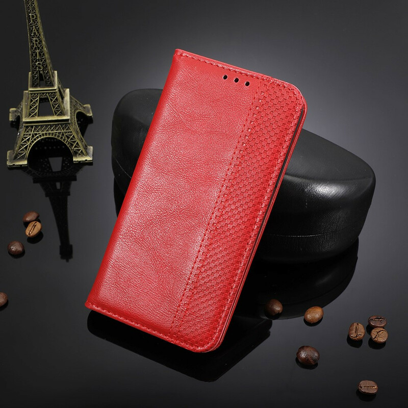 Flip Cover Samsung Galaxy A12 Vintage-Leder-Effekt Stilisiert