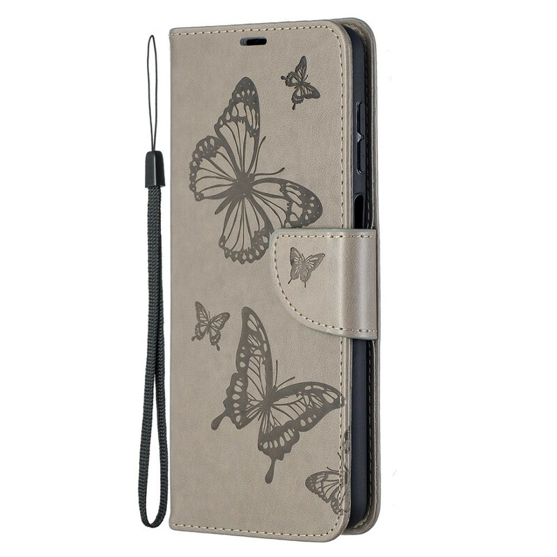 Samsung Galaxy A12 Tasche Die Fliegenden Schmetterlinge mit Lanyard