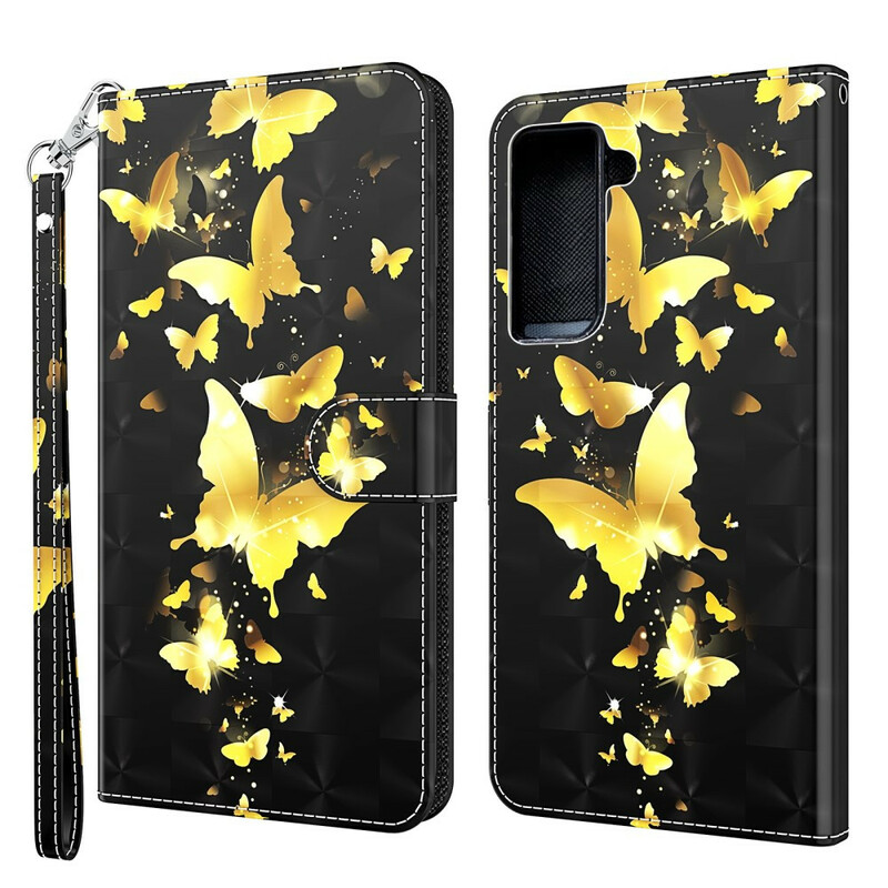 Hülle Samsung Galaxy S21 5G Gelbe Schmetterlinge