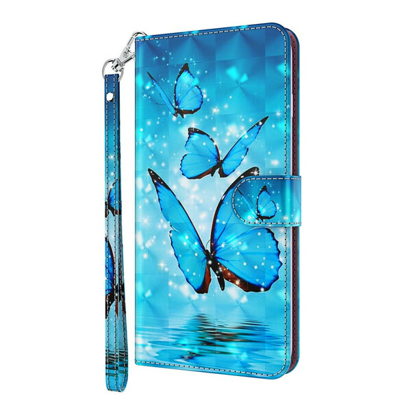 Samsung Galaxy S21 5G Hülle Blaue Schmetterlinge Volants