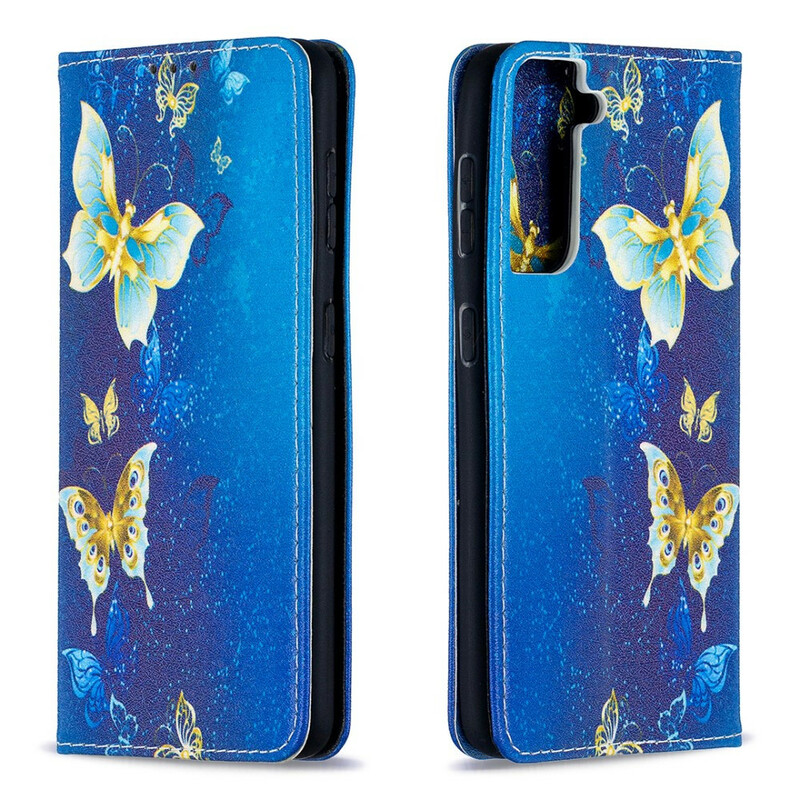 Flip Cover Samsung Galaxy S21 5G Bunte Schmetterlinge