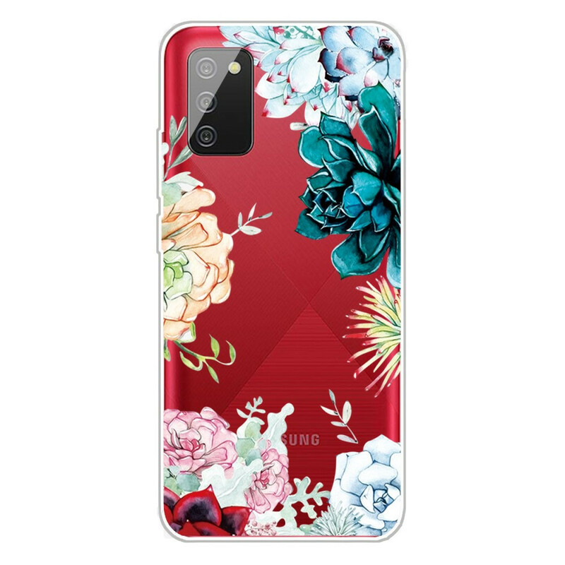 Samsung Galaxy A02s Cover Transparent Aquarell Blumen