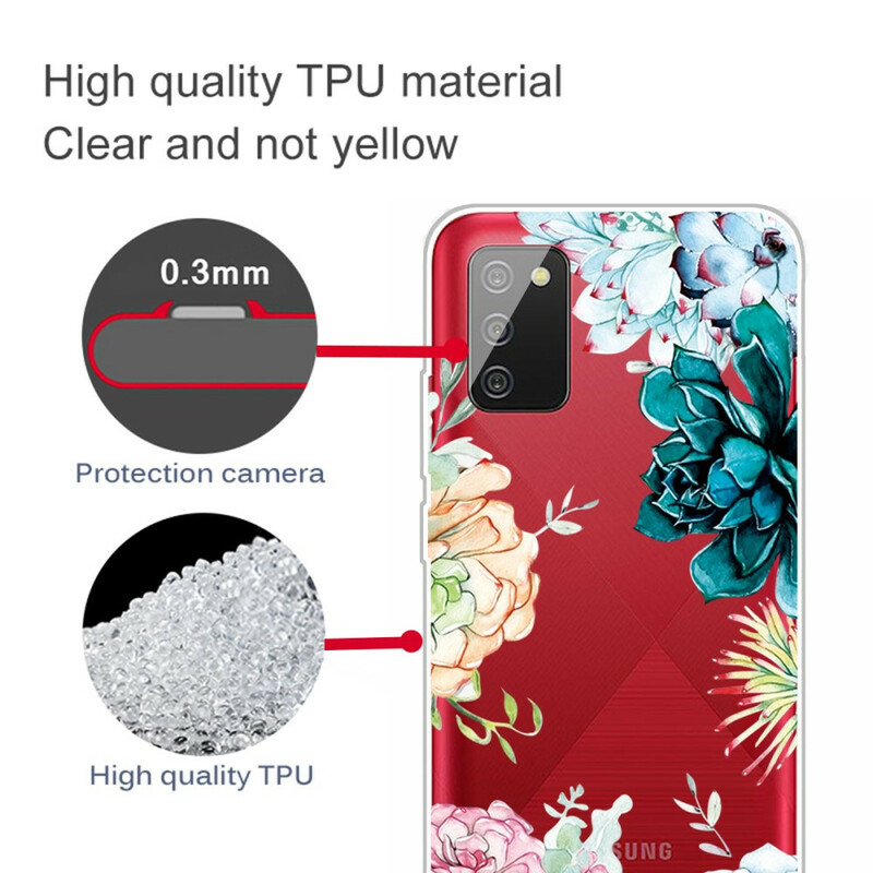 Samsung Galaxy A02s Cover Transparent Aquarell Blumen