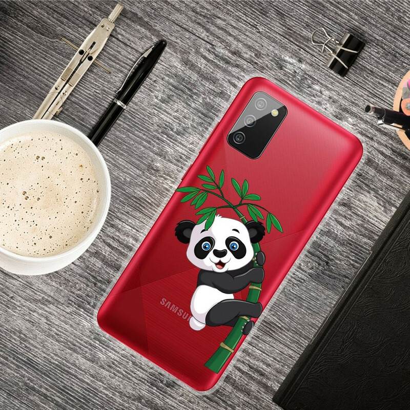 Samsung Galaxy A02s Cover Transparent Panda Auf Dem Bambus