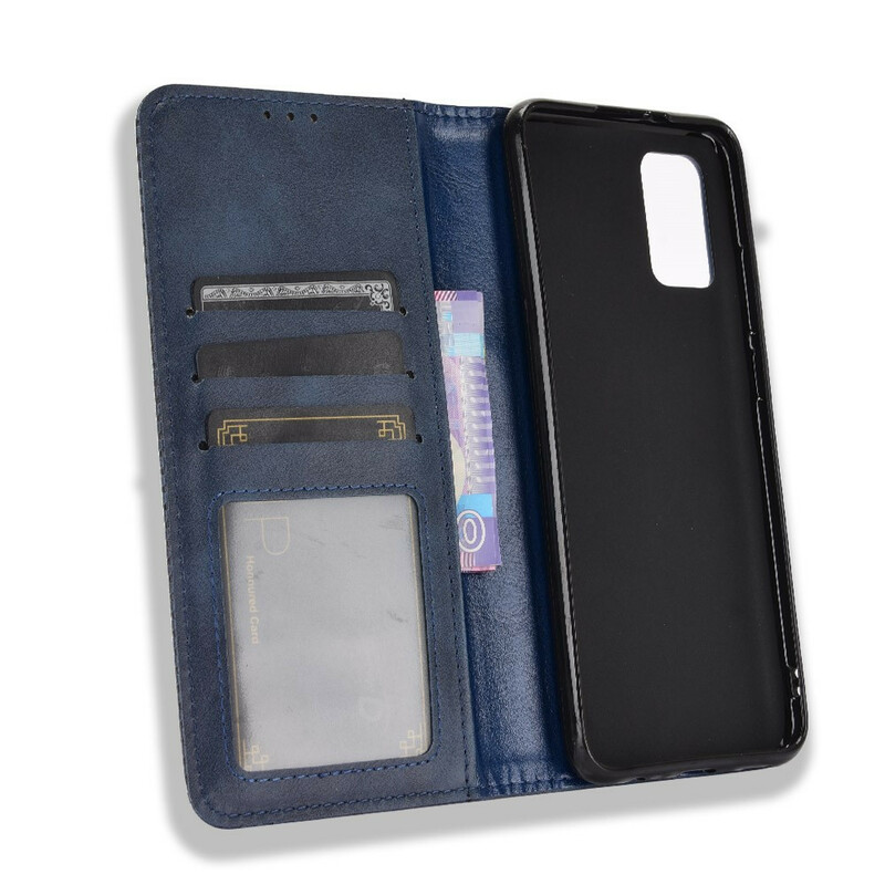 Flip Cover Samsung Galaxy A02s Vintage-Leder-Effekt Stilisiert