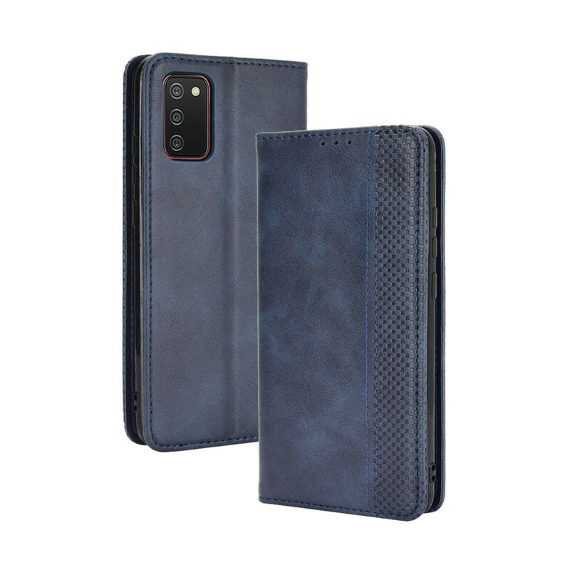 Flip Cover Samsung Galaxy A02s Vintage-Leder-Effekt Stilisiert