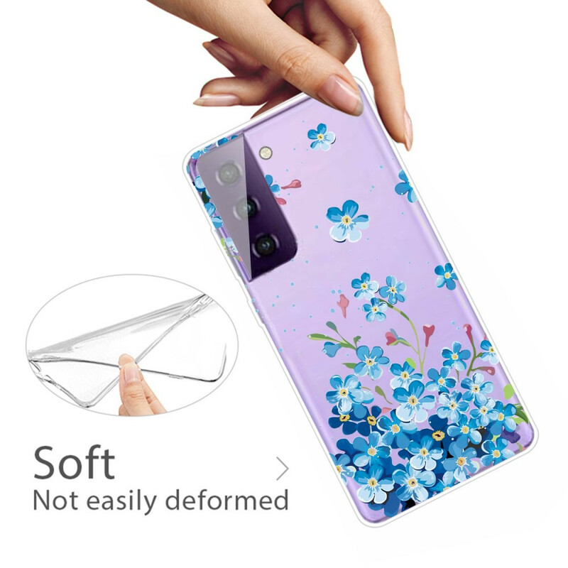 Samsung Galaxy S21 5G Cover Blaue Blumen