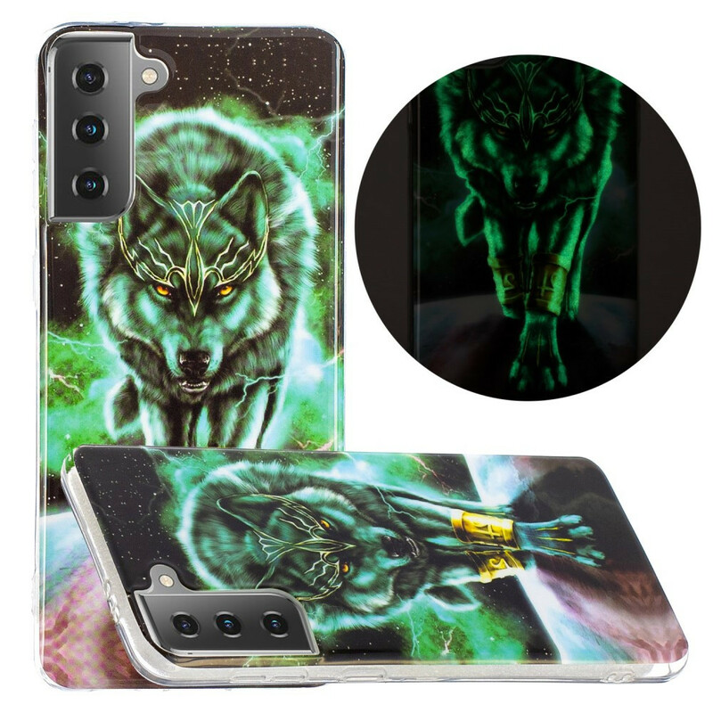 Samsung Galaxy S21 5G Series Wolf Cover Fluoreszierend