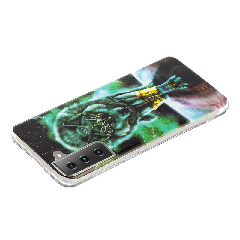 Samsung Galaxy S21 5G Series Wolf Cover Fluoreszierend