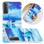 Samsung Galaxy S21 5G Serie Schmetterlinge Fluoreszierend Cover