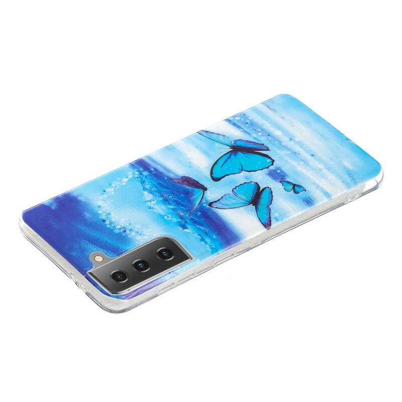Samsung Galaxy S21 5G Serie Schmetterlinge Fluoreszierendes Cover