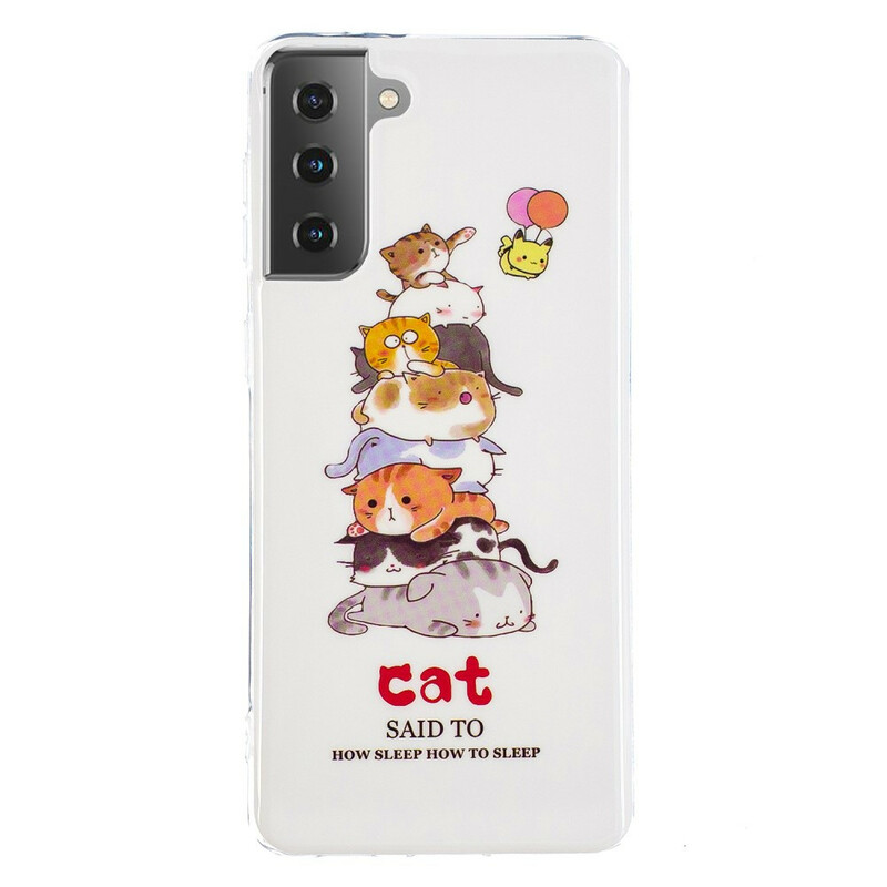 Samsung Galaxy S21 5G Cats Cover Fluoreszierend