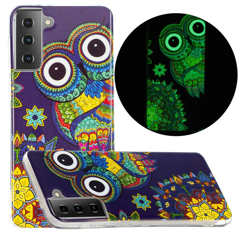 Samsung Galaxy S21 5G Cover Eule Mandala Fluoreszierend