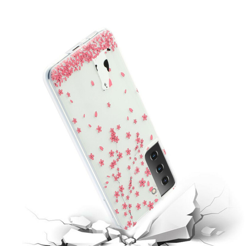 Samsung Galaxy S21 5G Cover Blütenblätter und Katze