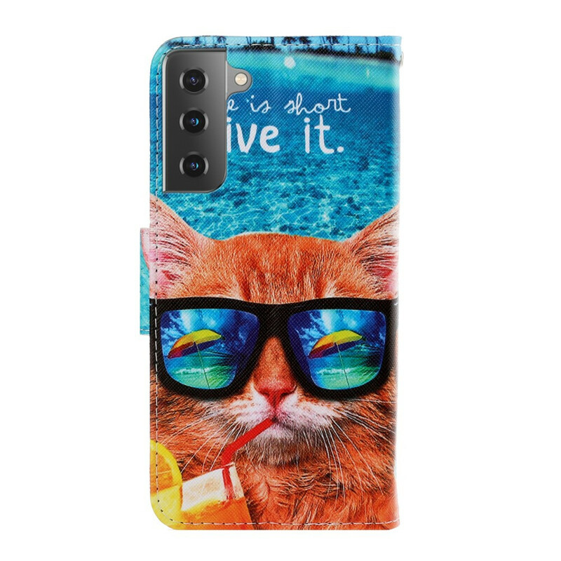 Samsung Galaxy S21 5G Cat Live It Hülle mit Riemen