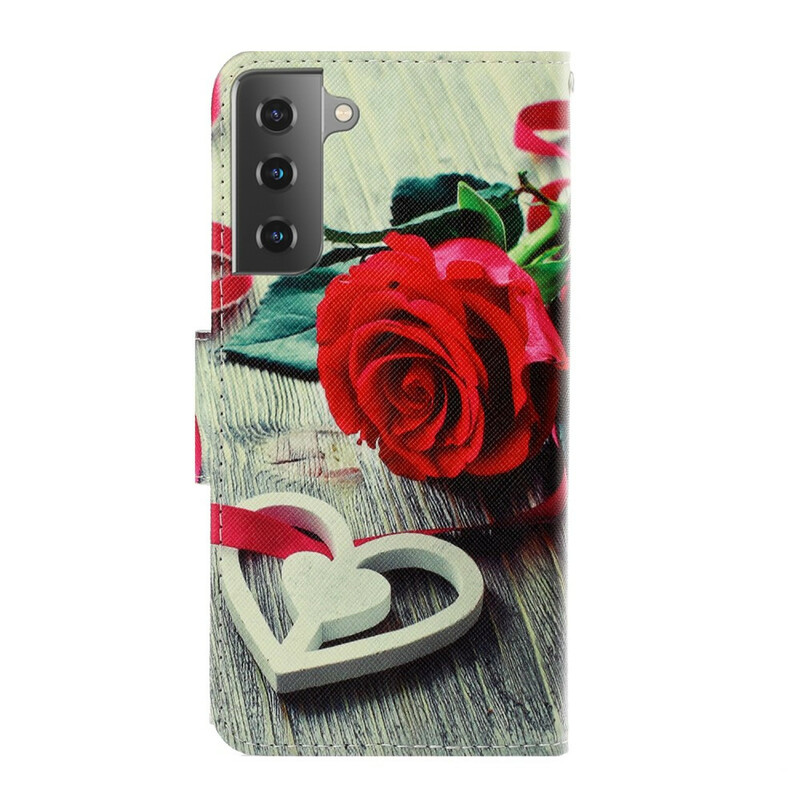 Samsung Galaxy S21 Plus 5G Romantische Rose Tasche mit Riemen