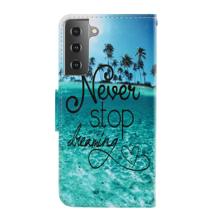 Samsung Galaxy S21 Plus 5G Never Stop Dreaming Marine Tasche mit Riemen