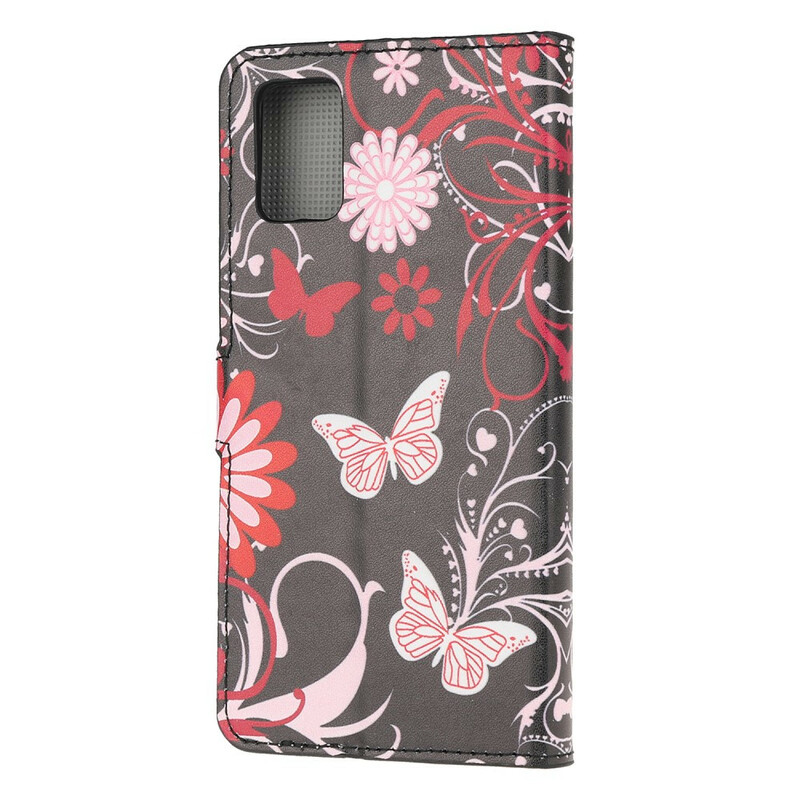 Hülle Samsung Galaxy A52 5G Schmetterlinge und Blumen