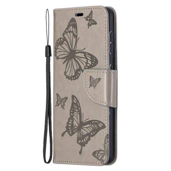 Hülle Samsung Galaxy S21 5G Die fliegenden Schmetterlinge mit Lanyard