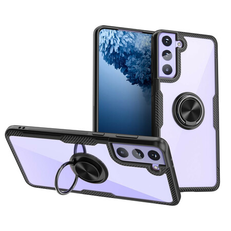 Samsung Galaxy S21 5G Kohlefaser Metallic Ring Cover